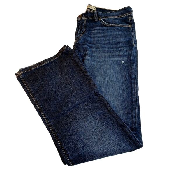 Denimocracy Womens Pre-owned Flare Leg Dark Wash Stretch Jeans - Size 30 - Picture 1 of 3